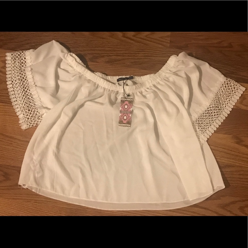 BOOHOO white off the shoulder top